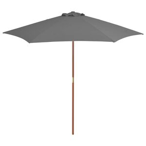 vidaXL Lauko skėtis nuo saulės su mediniu stulpu, antracito, 270cm