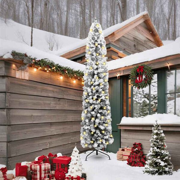 vidaXL Dirbtinė Kalėdų eglutė Žalia 240 cm PVC, plienas ir plastikas