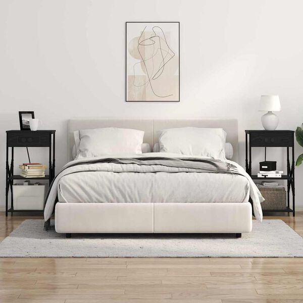 vidaXL &Scaron;alia lovos spintelė su lentyna Juodas ąžuolas 41 x 31 x 76 cm