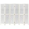 vidaXL Kambario pertvara, 6 segmentai, balta, paulovnijos mediena