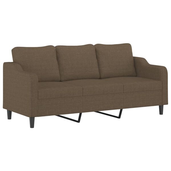 vidaXL Trivietė sofa su pagalvėmis, ruda, 180cm, audinys