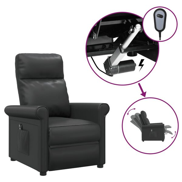vidaXL Elektrinis atlo&scaron;iamas krėslas, juodos spalvos, dirbtinė oda
