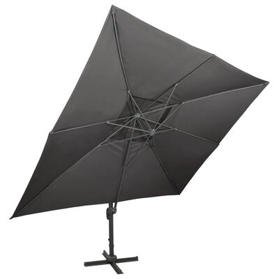 vidaXL Gembinis skėtis su dvigubu viršumi, antracito, 400x300cm