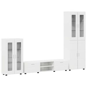 vidaXL TV spintelių komplektas FLORIN 3 pcs Auk&scaron;tai blizganti balta