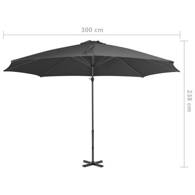 vidaXL Gem. form. saulės skėtis su alium. stulp., antr. sp., 300cm