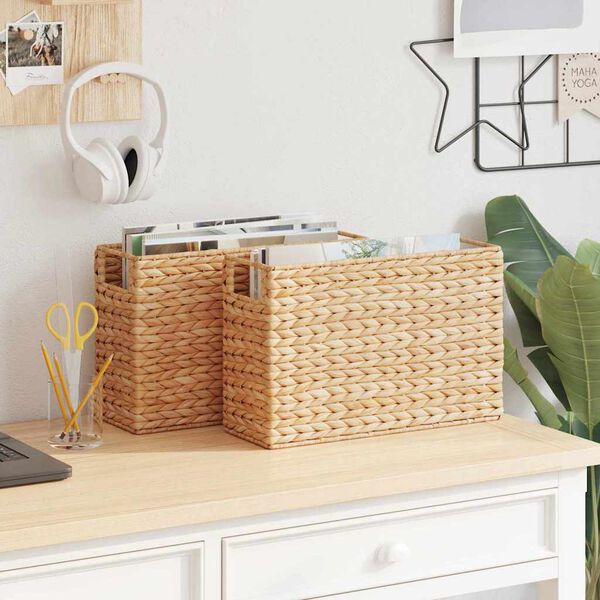 vidaXL Žurnalų Krep&scaron;iai 2 pcs Natūrali 39 x 14 x 25 cm