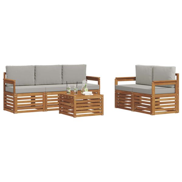 vidaXL Sofų komplektai su pagalve 6 pcs Natūrali ir &scaron;viesiai pilka