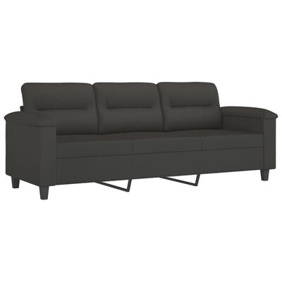 vidaXL Trivietė sofa su pakoja, tamsiai pilka, 180cm, audinys