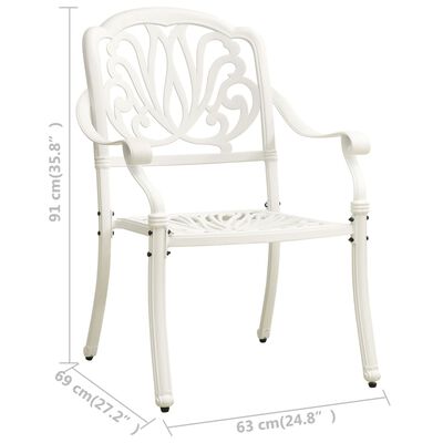 vidaXL Sodo kėdės, 2vnt., baltos spalvos, lietas aliuminis