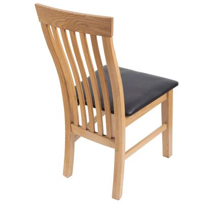 vidaXL Valgomojo kėdės, 2vnt., ąžuolo medienos masyv. ir dirbtinė oda