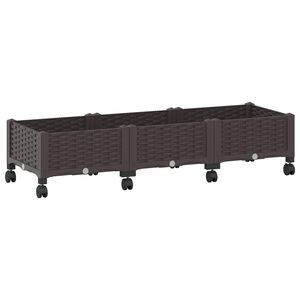 vidaXL Sodo puodynė su ratukais Ruda 120 x 40 x 29 cm PP