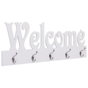 vidaXL Prie sienos montuojama kabykla WELCOME, balta, 74x29,5cm