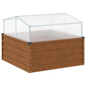 vidaXL Sodo vazonas su šiltnamiu, plienas atsparus oro sąlygoms