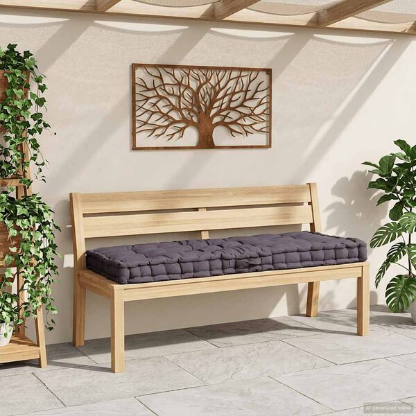 vidaXL Paletės/grindų pagalvėlė, antracito spalvos, 120x80x10cm, medvilnė