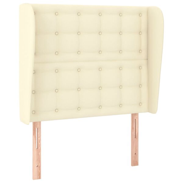 vidaXL Galvūgalis su auselėmis, kreminis, 103x23x118/128cm,netikra oda