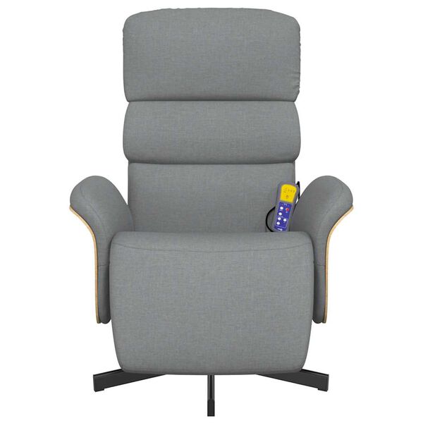 vidaXL Atlo&scaron;iama masažinė kėdė su pakoja, &scaron;viesiai pilka, audinys