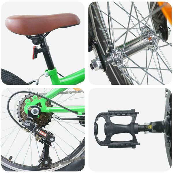 vidaXL Kids Mountain Bike 20 Colių 6-Speed 5-8 metų amžiaus Žalia