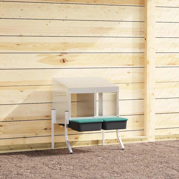 vidaXL Viščių lizdas, 2 skyriai, su kojelėmis, cinkuotas plienas