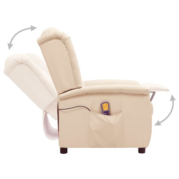 vidaXL Masažinis krėslas, kreminės spalvos, audinys