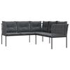 vidaXL Sodo sofa su pagalvėlėmis, juoda, plienas/tekstilenas