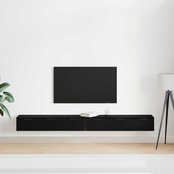 vidaXL Prikabinama spinta 2 pcs Juodas ąžuolas 102 x 30 x 20 cm