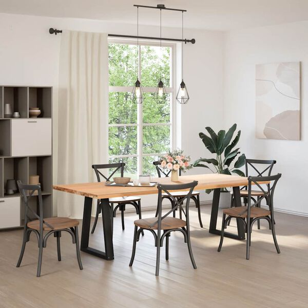 vidaXL Valgomojo stalo kojelės, 2 vnt., juodos, 60x(72-73,3) cm, plienas, V formos