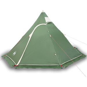vidaXL Stovyklavimo palapinė, žalia, penkiavietė, tipi dizaino