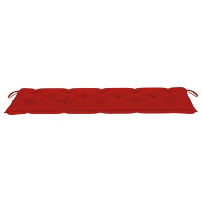 vidaXL Sodo suoliukas su raudona pagalvėle, 150cm, tikmedžio masyvas