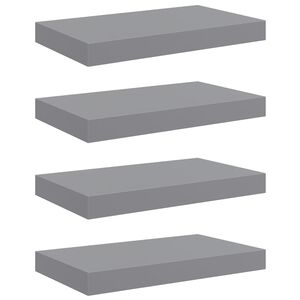 vidaXL Pakabinamos sieninės lentynos, 4vnt., pilkos, 40x23,5x3,8cm, MDF