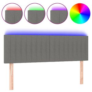 vidaXL Galvūgalis su LED, tamsiai pilkas, 144x5x78/88cm, audinys