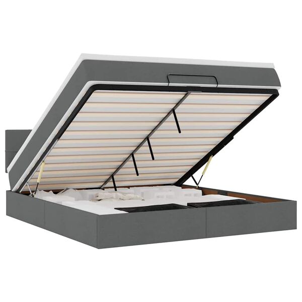 vidaXL Osmanų lovos rėmas su čiužiniu, pilkas, 160x200 cm, audinys