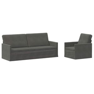 vidaXL Sofos komplektas 2 pcs Tamsiai pilka Kordūrinis audinys