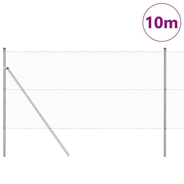 vidaXL Tvorelės stulpas Sidabro 10 x 1,4 m (36 mm tinklelis) Plienas