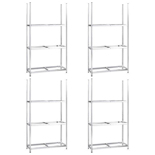 vidaXL Stovai padangoms, 4vnt., sidabriniai, 110x40x200cm, plienas