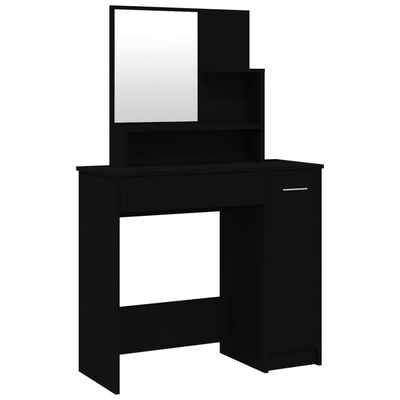 vidaXL Kosmetinis staliukas su veidrodžiu, juodas, 86,5x35x136cm