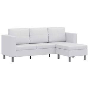 vidaXL Sofa, trivietė, dirbtinė oda, balta