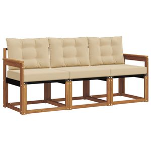 vidaXL Lauko sofos komplektas su pagalve 3 pcs Natūralus ir bežinis
