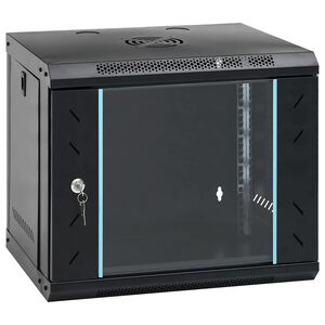 vidaXL 9U prie sienos montuojama tinklo spintelė, 19", IP20, 53x40x45 cm