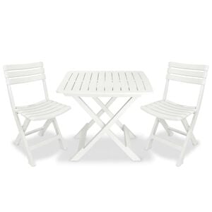 vidaXL Sulankstomas bistro baldų komplektas, 3d., baltas, plastikas