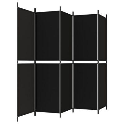 vidaXL Kambario pertvara, 5 dalių, juodos spalvos, 250x200cm, audinys