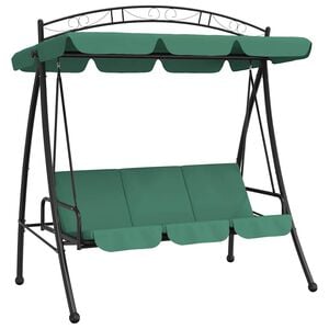vidaXL Sodo sūpynės-suoliukas su stogu, žalios, 198cm, audinys/plienas