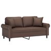 vidaXL Dvivietė sofa su pagalvėmis, ruda, 140cm, dirbtinė oda