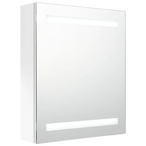 vidaXL Veidrodinė vonios spintelė su LED ap&scaron;vietimu, balta, 50x14x60cm