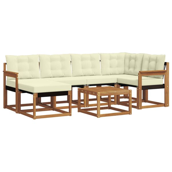 vidaXL Lauko sofos komplektas su pagalve 7 pcs Natūralus ir grietinėlė