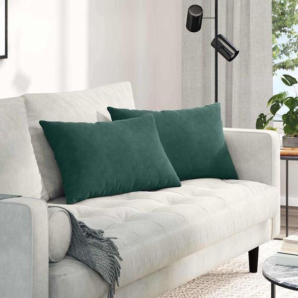 vidaXL Sofa Pagalvės 2 pcs Tamsiai žalia 60 x 40 cm Kordūrinis audinys