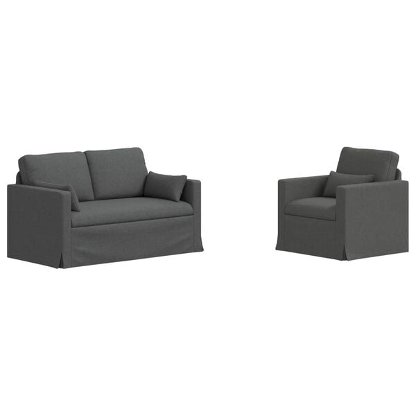 vidaXL Sofa 2 pcs Tamsiai pilka