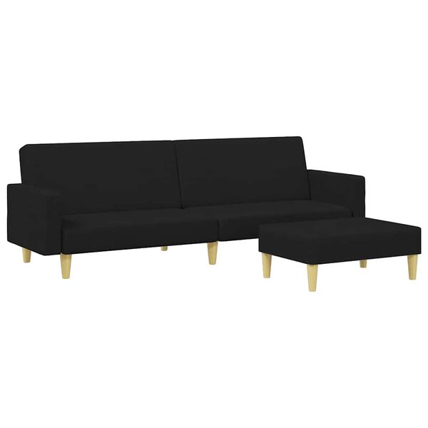vidaXL Dvivietė sofa-lova su pakoja, juodos spalvos, audinys
