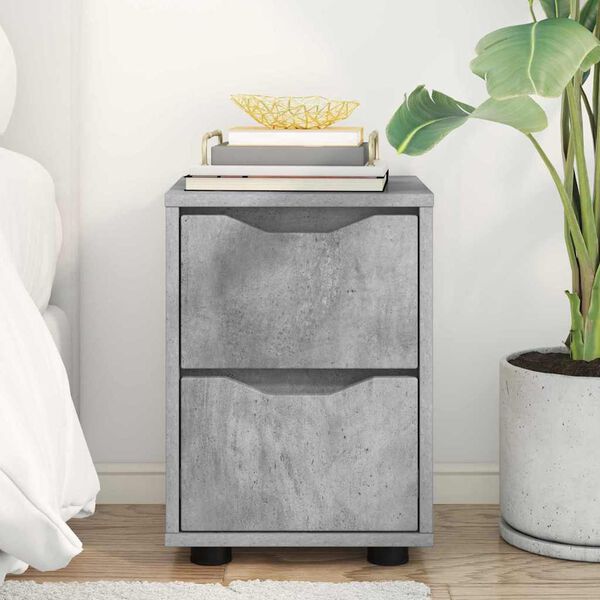 vidaXL Naktinis staliukas su stalčių Betono pilka 30,5 x 30 x 43 cm