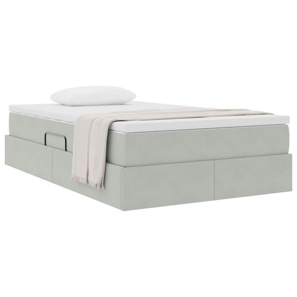 vidaXL Lova su daiktų laikymo vieta ir čiužiniu &Scaron;viesiai pilka