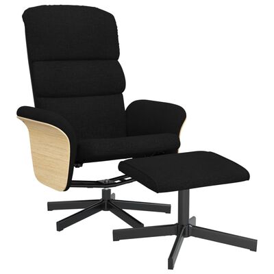 vidaXL Atlošiama kėdė su pakoja, juodos spalvos, audinys
